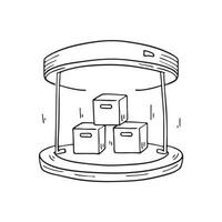Boxes tagged as supplies placed in an underground storage vector