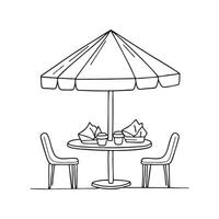 An umbrella table with crumpled tissues beside a food stall vector