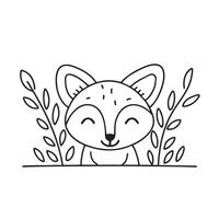 A small fox emerging from leafy plants vector