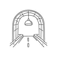 A ceiling lamp mounted above walkway in an underpass vector