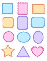 Set of colorful pastel labels, banner, elements or stickers for mail letter.Post stamps.Blank frames.Blank Postage. vector