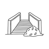 Some garbage piled next to the underpass stairway vector