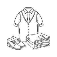 A tidy school outfit next to a pair of shoes on the floor vector