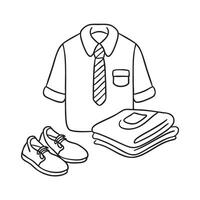 A folded school uniform placed beside neatly set shoes vector