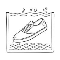 A sinking shoe near a tile on the bottom of a pool vector