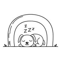 A sleeping dog positioned quietly near the underpass corner vector