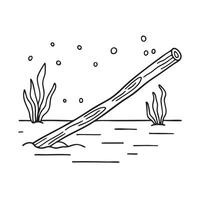 A wooden stick settled quietly on the bottom of a pool vector