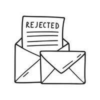 A paper labeled rejected lying near an opened envelope vector