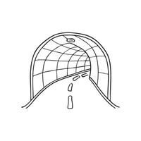 A wallmounted pipe running through a dark underpass vector