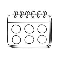 A wall calendar with empty date boxes marked in circles vector
