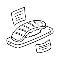 Handwritten menu set beside a grilled unagi dish vector