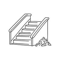 A trash heap beside the stairs leading into the underpass vector