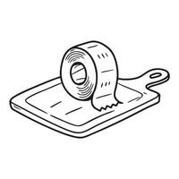 A sheet of paper with tape curling off on a cutting board vector