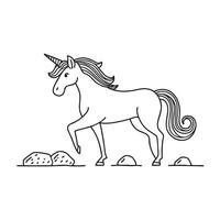 A unicorn treading lightly over loose stones in a patch vector