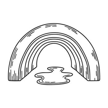 A concrete underpass with a puddle forming in the middle vector