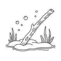 A stick resting at the still floor beneath the water vector