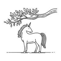 A unicorn positioned under a branch that low to the ground vector