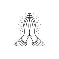 Minimal drawing of praying hands pose vector