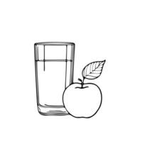 Glass of Apple Juice with Apple in Front vector