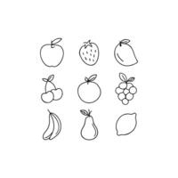 Set of simple fruit drawings in one collection vector