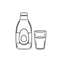 Glass and Bottle of Avocado Juice Together vector