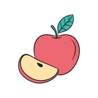 Apple sliced in half, drawn simply vector
