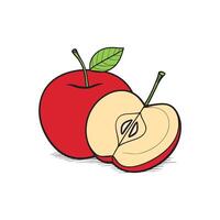 Clean slice of apple shown in simple illustration vector