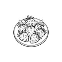 A Bunch of Strawberries on a Serving Plate vector