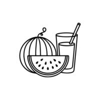 Glass of Watermelon Juice with Watermelon in Front vector