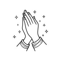 Prayer hand gesture in a clean sketch style vector