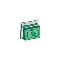 An icon of a stack of paper money with green coloring, representing Arabic banknotes like Dirham or Riyal. This symbolizes cash transactions, daily finance, and currency in the Middle East. vector