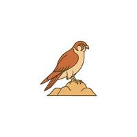 An icon of a falcon perched on a rock, symbolizing the majestic birds of prey common in the Middle East, often associated with falconry and desert wildlife. vector
