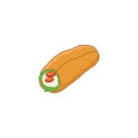 An icon depicting a wrapped shawarma sandwich, showing sliced meat, vegetables, and sauce inside. This represents shawarma, a famous Middle Eastern street food made with thinly sliced roasted meat. vector