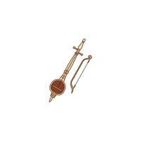 An icon depicting a Kamancheh, a spiked fiddle played vertically, common in Persian, Middle Eastern, and Central Asian music. This symbolizes bowed string instruments and traditional melodic sounds. vector