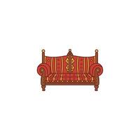 An icon depicting a traditional Arabic sofa or Majlis seating area. This symbolizes communal gathering spaces, comfort, and the relaxed, inviting nature of Middle Eastern hospitality. vector