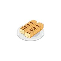 An icon showing several pieces of golden-brown fried halloumi cheese. This represents halloumi, a popular Middle Eastern cheese that can be grilled or fried without melting. vector