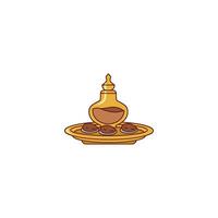 An icon showing an incense burner Mabkhara with a small dish containing what appears to be oud chips or fragrant resins, and smoke rising. vector
