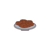 An icon of a plate piled with dates. This symbolizes dates as a traditional offering to guests in the Middle East, representing sweetness, welcoming, and a staple of hospitality. vector