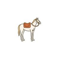 An icon of an Arabian horse with traditional riding gear. This symbolizes the noble and beautiful horse breed originating from the Middle East, known for its endurance and elegance. vector