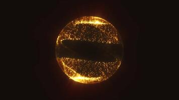 Abstract golden-orange sphere with bright glowing patterns and internal motion, evoking energy, light, and futuristic power video