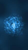 Soft glowing blue sphere with delicate electric textures on a dark smooth background video