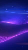 Soft purple and blue abstract wave with floating particles on a dark digital background video