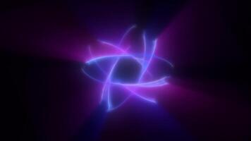 Glowing pink energy structure with swirling neon loops on dark background, evoking digital motion video