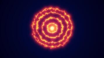Radiant red glowing orb with organic circular structure and vibrant energy patterns on a dark blue backdrop video