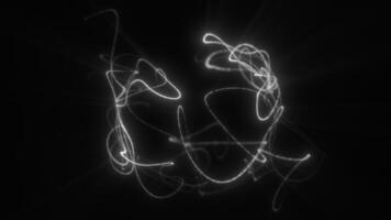 Elegant black and white abstract sphere of light trails, depicting dynamic energy and futuristic motion in darkness video