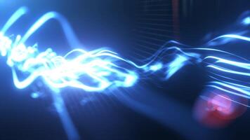 Blue glowing streams of energy bursting from a central point, with light distortions and sci-fi aesthetics video