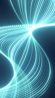 Dynamic abstract composition of glowing turquoise light trails forming intricate, fluid patterns video