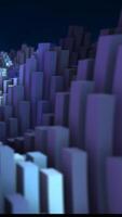 Abstract futuristic landscape made of tall glowing rectangular blocks with a digital feel video
