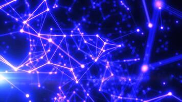 Futuristic abstract neural web with glowing pink and blue nodes connected in a tech-inspired network pattern video