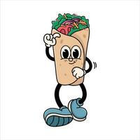 Cute Burrito Cartoon Character with Shy Expression vector
